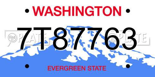7T87763 Washington License Plate