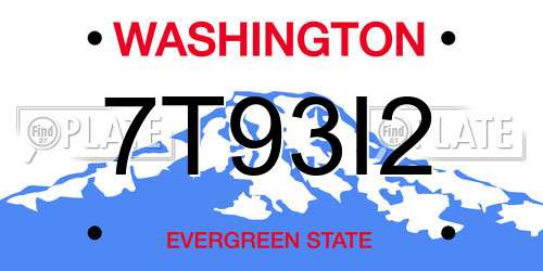 7T93I2 Washington License Plate