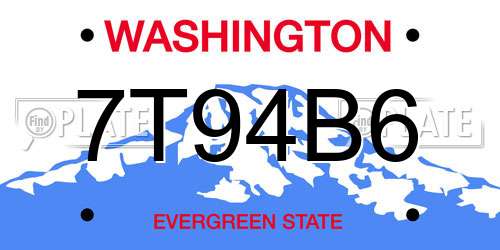 7T94B6 Washington License Plate