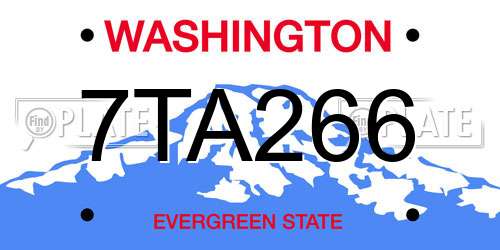 7TA266 Washington License Plate