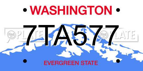 7TA577 Washington License Plate