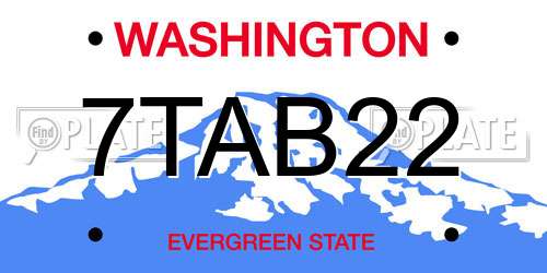 7TAB22 Washington License Plate