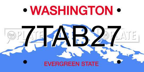 7TAB27 Washington License Plate