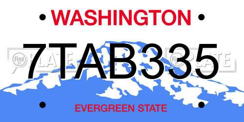 7TAB335 Washington License Plate