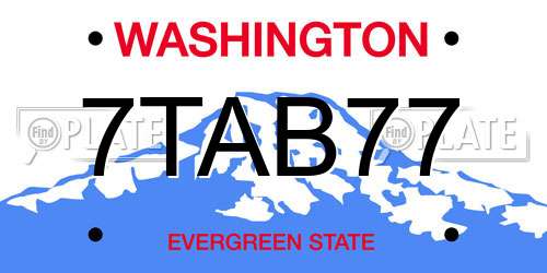 7TAB77 Washington License Plate