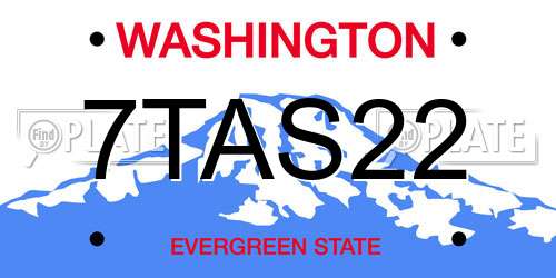 7TAS22 Washington License Plate