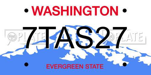 7TAS27 Washington License Plate