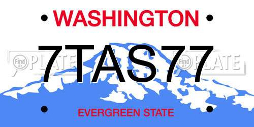 7TAS77 Washington License Plate