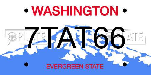 7TAT66 Washington License Plate
