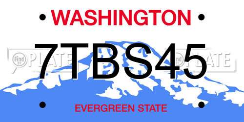 7TBS45 Washington License Plate