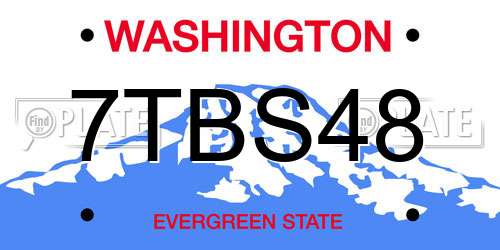 7TBS48 Washington License Plate