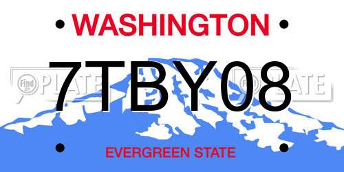 7TBY08 Washington License Plate