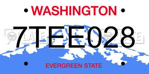 7TEE028 Washington License Plate