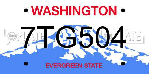 7TG504 Washington License Plate
