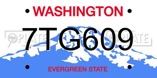 7TG609 Washington License Plate