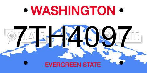 7TH4097 Washington License Plate