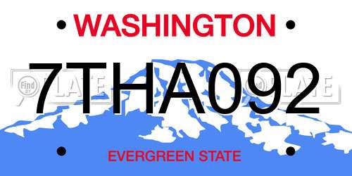 7THA092 Washington License Plate