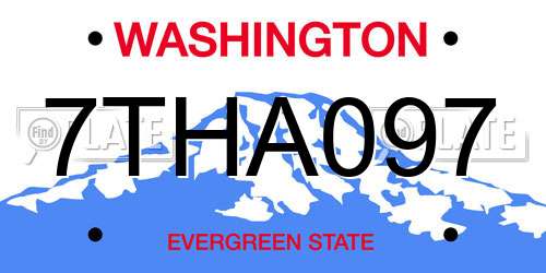 7THA097 Washington License Plate