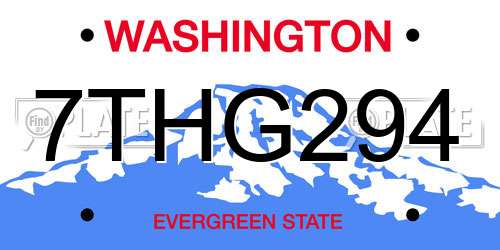 7THG294 Washington License Plate