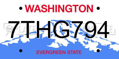 7THG794 Washington License Plate