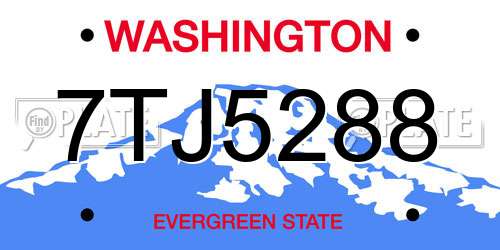 7TJ5288 Washington License Plate