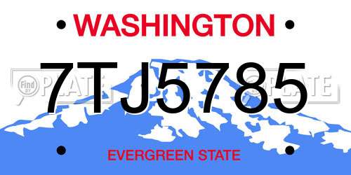 7TJ5785 Washington License Plate