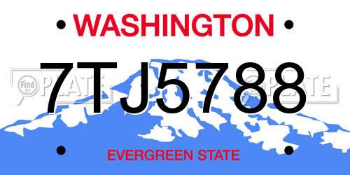 7TJ5788 Washington License Plate