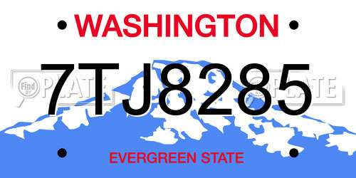 7TJ8285 Washington License Plate
