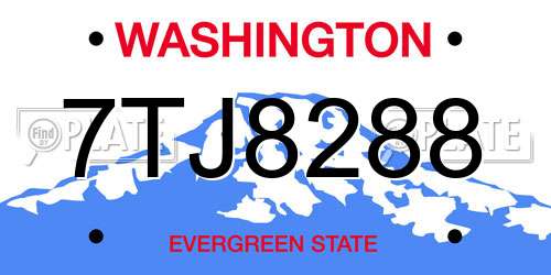 7TJ8288 Washington License Plate