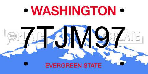 7TJM97 Washington License Plate