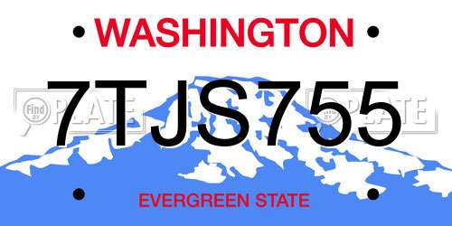 7TJS755 Washington License Plate