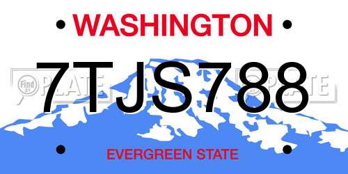 7TJS788 Washington License Plate