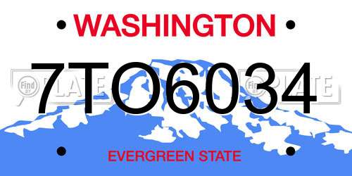 7TO6034 Washington License Plate