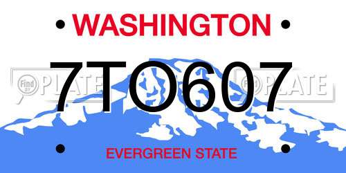 7TO607 Washington License Plate
