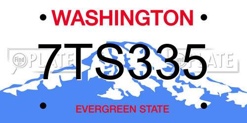 7TS335 Washington License Plate