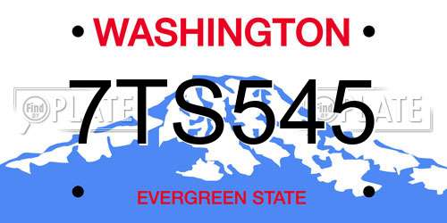 7TS545 Washington License Plate