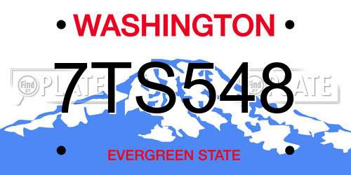 7TS548 Washington License Plate