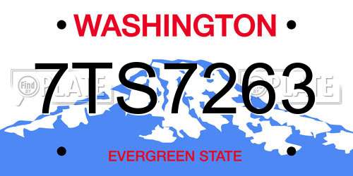 7TS7263 Washington License Plate
