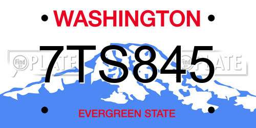 7TS845 Washington License Plate