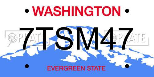 7TSM47 Washington License Plate