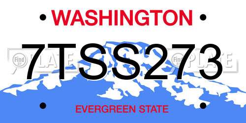 7TSS273 Washington License Plate