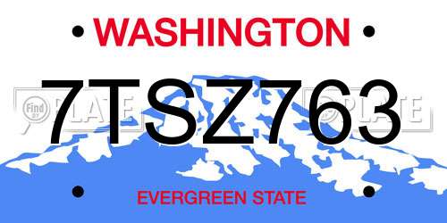 7TSZ763 Washington License Plate