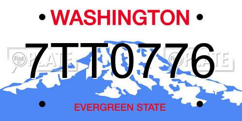 7TT0776 Washington License Plate