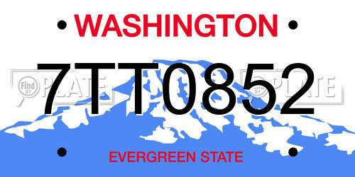 7TT0852 Washington License Plate
