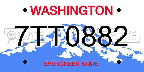 7TT0882 Washington License Plate