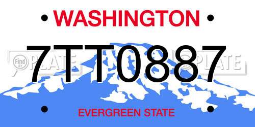 7TT0887 Washington License Plate