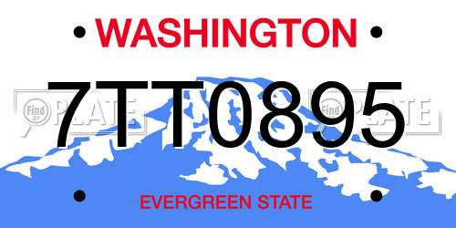 7TT0895 Washington License Plate