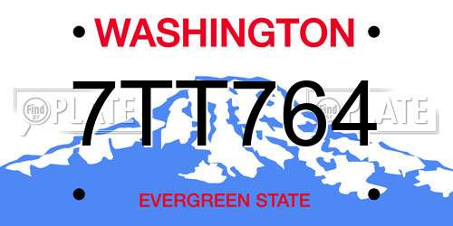 7TT764 Washington License Plate