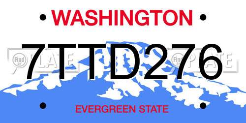 7TTD276 Washington License Plate