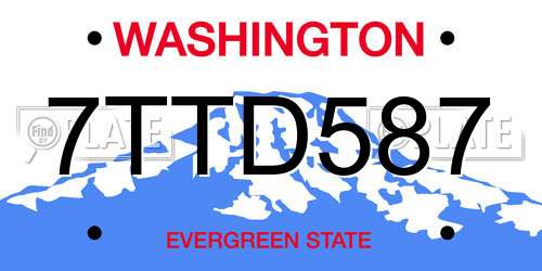 7TTD587 Washington License Plate